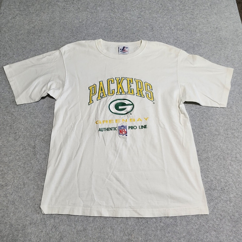Vintage 90s Logo Athletic Green Bay Packers Pro Line White T-Shirt Size Large